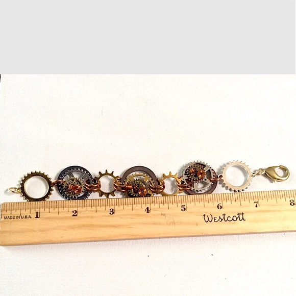 🛑 SOLD Steampunk Bracelet Handmade Mixed Metals - Picture 5 of 5